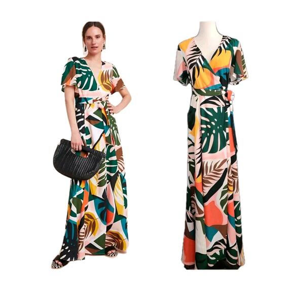 Hutch Dresses & Skirts - Anthropologie Hutch Size Small Kiera Flutter Sleeve Tropical Wrap Maxi Dress